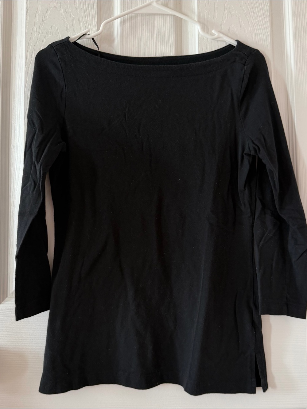 Banana Republic Factory Black Boatneck Long Sleeve Tee